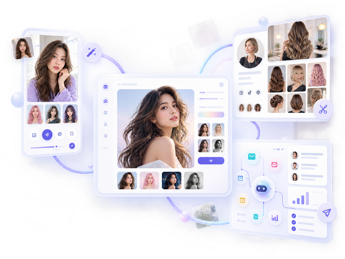 Visual concept for AITORI APP, AITORI Hairstylist, and AITORI Agents